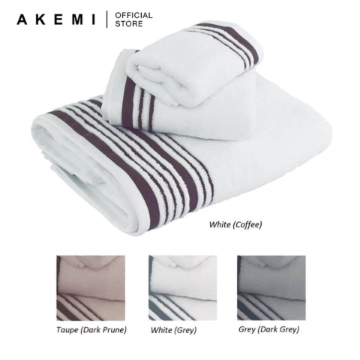 Picture of AKEMI Cotton Luxe Avant Lux Hotel Towel - White + Coffee
