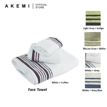 Picture of AKEMI Cotton Luxe Avant Lux Hotel Towel - Light Grey + Indigo