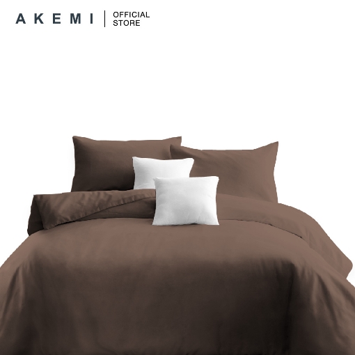 Picture of AKEMI Cotton Essentials Colour Home 350TC Fitted Sheet Set - Pinecone Brown (K)