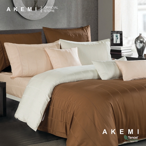 Picture of AKEMI TENCEL™ Modal Earnest Fitted Sheet Set - Draven Stripes Amber Brown (SS/Q/K)