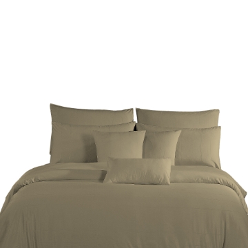 Picture of AKEMI Tencel Touch Clarity Quilt Cover Set 850TC - Nagisa Oxford Tan (Super Single/ Queen/ King)