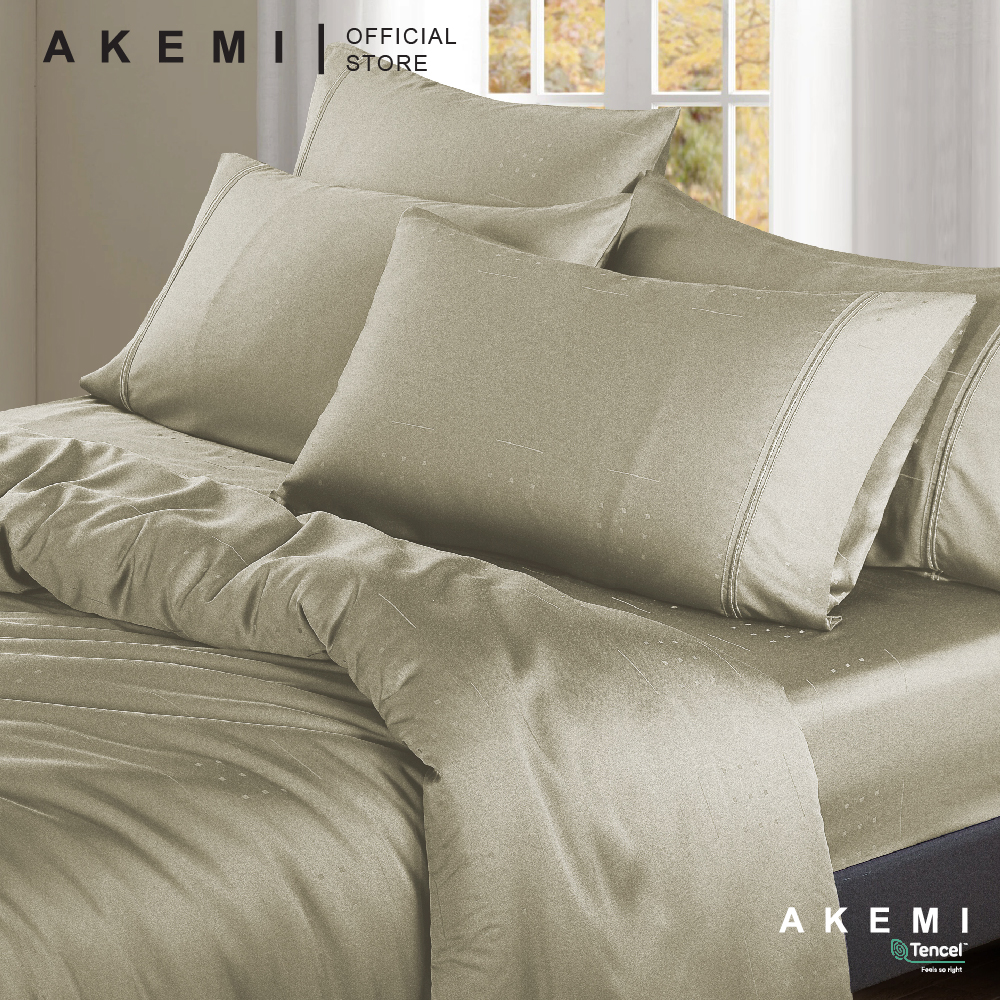 AKEMI Tencel Modal Earnest Fitted Sheet Set 880TC Lerroe Haze Cream (Super Single/ Queen/ King)