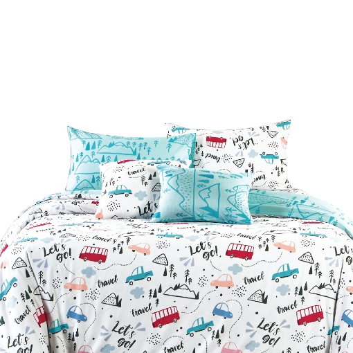 Picture of AKEMI Cotton Select Cheeky Cheeks Quilt Cover Set 730TC - Let's Go (Super Single/ Queen/ King)