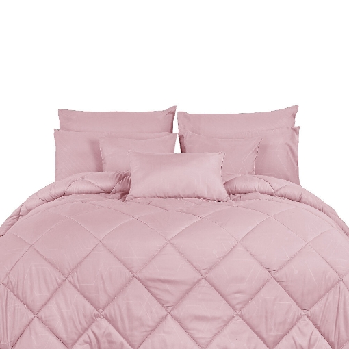 Picture of ai by AKEMI Colourkissed Collection Comforter Set | 100% MicroXT 620TC - Yumena, Peaches Pink (Super Single/Queen/King)