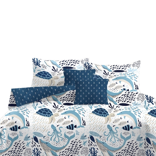 Picture of ai by AKEMI Joyvibes Collection Fitted Sheet Set 550TC  - Underwater World (SS/Q/K)