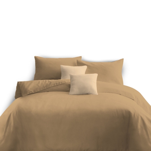 Picture of ai by AKEMI ColourJoy Collection Fitted Sheet Set | 100% MicroXT 650TC - Caramel Cafe (Super Single/Queen/King)