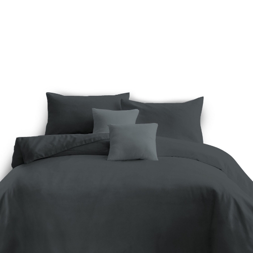 Picture of ai by AKEMI ColourJoy Collection Fitted Sheet Set | 100% MicroXT 650TC - Ebony Grey (Super Single/Queen/King)