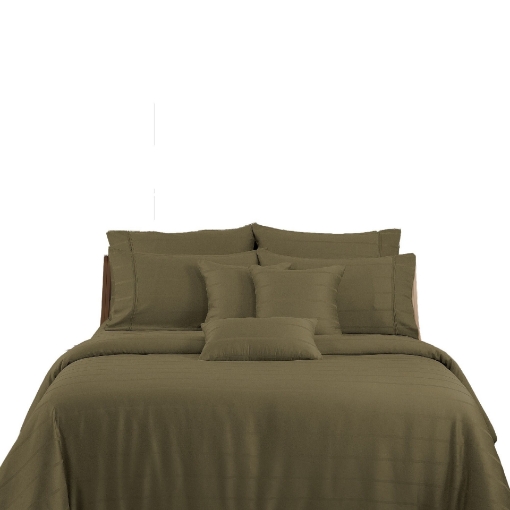 Picture of AKEMI TENCEL™ Lyocell Earnest Quilt Cover Set | 100% TENCEL™ Lyocell 1200TC - Olive Green (Super Single/ Queen/ King)