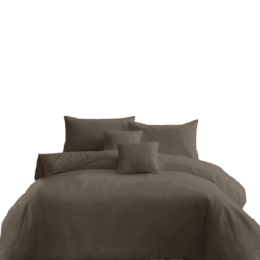 Picture of AKEMI Cotton Essentials Colour Home Divine Fitted Sheet Set 600TC - Rustic Brown (Super Single/Queen)