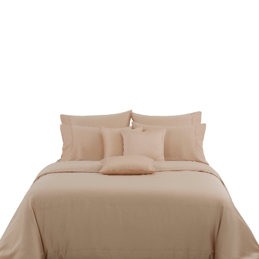 Picture of AKEMI TENCEL™ Lyocell Earnest Quilt Cover Set | 100% TENCEL™ Lyocell 1200TC - Optim Tan Peach (Super Single/ Queen/ King)