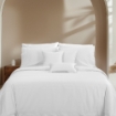 Picture of AKEMI Cotton Select Affinity Quilt Cover Set | 100% Cotton 1200TC - Leeann - Pure White (Super Single/Queen/King)