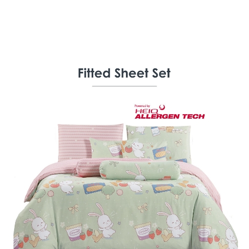Picture of AKEMI Cotton Twill HeiQ Allergen Cheeky Cheeks Fitted Sheet Set 850TC - Grocery Buddy (Super Single/ Queen/ King)