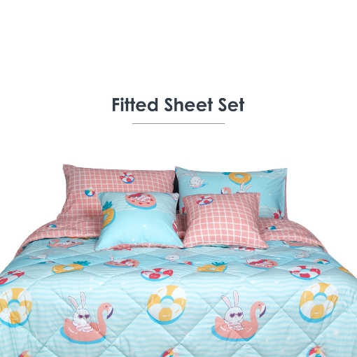 Picture of AKEMI Cotton Essentials Jovial Kids Fitted Sheet Set 600TC - Pool Fiesta (Super Single/ Queen/ King)