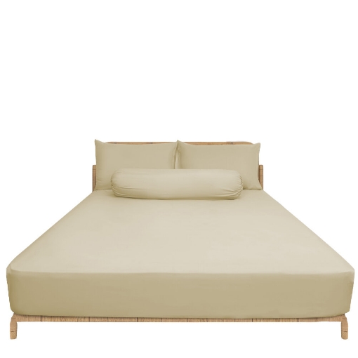 Picture of ai by AKEMI Colourkissed Collection Fitted Sheet Set | 100% MicroXT 700TC - Nana Cream (Super Single/Queen/King)