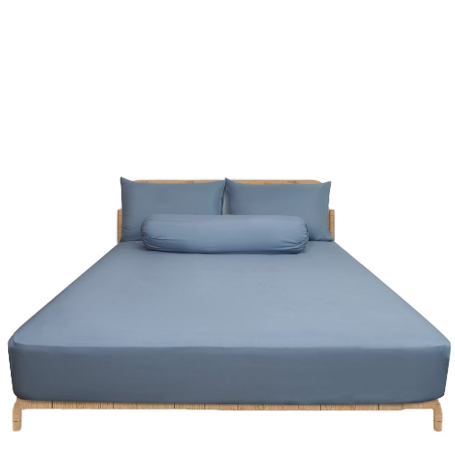 Picture of ai by AKEMI Colourkissed Collection Fitted Sheet Set | 100% MicroXT 700TC - Forestry Blue (Super Single/Queen/King)