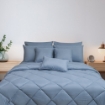 Picture of ai by AKEMI Colourkissed Collection Fitted Sheet Set | 100% MicroXT 700TC - Forestry Blue (Super Single/Queen/King)