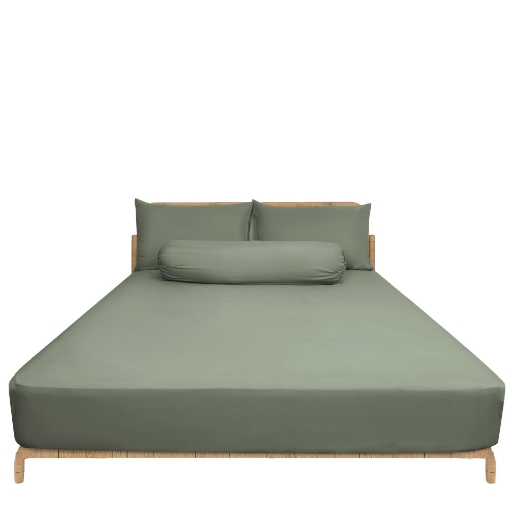 Picture of ai by AKEMI Colourkissed Collection Fitted Sheet Set | 100% MicroXT 700TC - Daily Olive (Super Single/Queen/King)