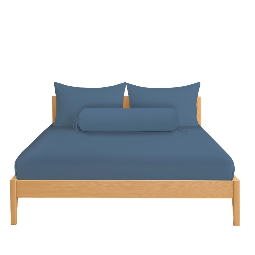 Picture of AKEMI Cotton Essentials Colour Home Divine Fitted Sheet Set 600TC - Hawor Navy (Super Single/Queen)