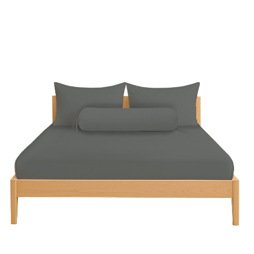 Picture of AKEMI Cotton Essentials Colour Home Divine Fitted Sheet Set 600TC - Cart Grey (Super Single/Queen)