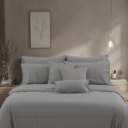 Picture of AKEMI TENCEL™ Lyocell Accord Quilt Cover Set 1300TC - Ashen Grey (Super Single/Queen/King/Super King)