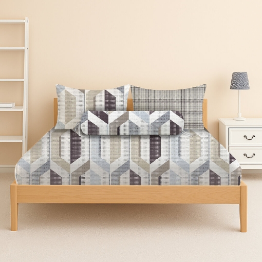 Picture of AKEMI Cotton Twill Adore Fitted Sheet Set | 100% Cotton 850TC - Pascala (Super Single/ Queen/ King)