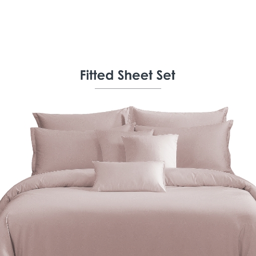 Picture of AKEMI TENCEL™ Touch Colour Elegance Fitted Sheet Set 1250TC - Dreamy Pink (Super Single/ Queen/ King)