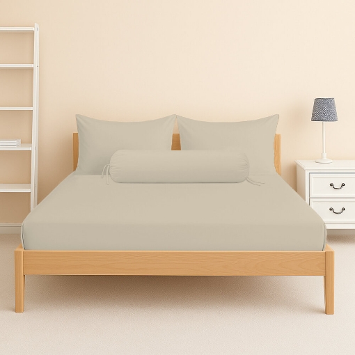Picture of ai by AKEMI ColourJoy Collection Fitted Sheet Set | 100% MicroXT 650TC - Jupiter Clay (Super Single/Queen/King)