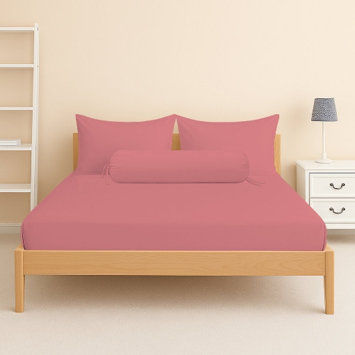 Picture of ai by AKEMI ColourJoy Collection Fitted Sheet Set | 100% MicroXT 650TC - Loud Pink (Super Single/Queen/King)