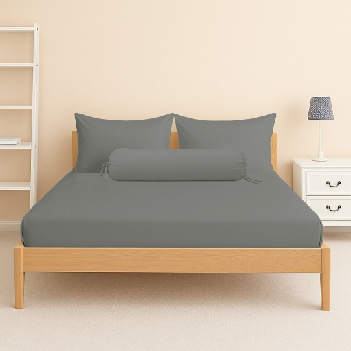 Picture of ai by AKEMI ColourJoy Collection Fitted Sheet Set | 100% MicroXT 650TC - Mansion Grey (Super Single/Queen/King)