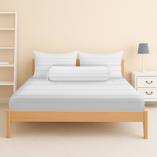 Picture of ai by AKEMI Colourdream Collection Fitted Sheet Set | MicroXT™ Sateen Dobby 900TC - Anders Lucent White (Super Single/Queen/King)