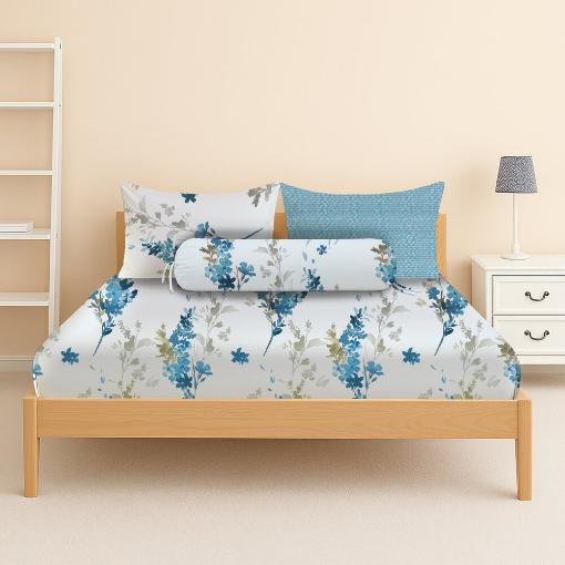 Picture of AKEMI Cotton Essentials Enclave Joy Fitted Sheet Set | 100% Cotton 650TC - Marike (Super Single/ Queen/ King)