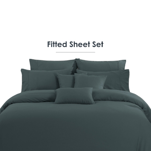 Picture of AKEMI Lyocell Colour Radiant Fitted Sheet Set 900TC - Night Teal (Super Single/ Queen/ King)