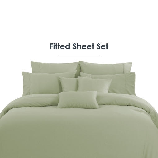 Picture of AKEMI Lyocell Colour Radiant Fitted Sheet Set 900TC - Willow Green (Super Single/ Queen/ King)