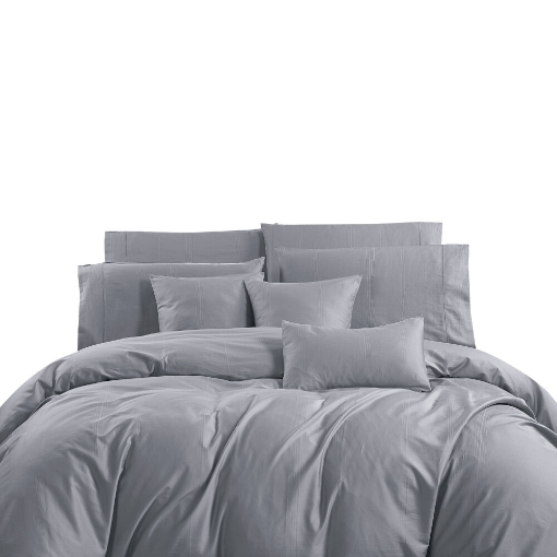 Picture of AKEMI Cotton Sateen Affinity Quilt Cover Set | 100% Cotton 1200TC - Shine - Sky Grey (Super Single/Queen/King)