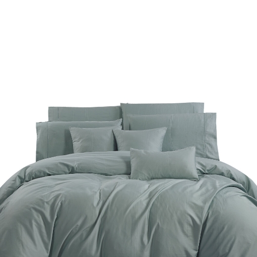 Picture of AKEMI Cotton Sateen Affinity Quilt Cover Set | 100% Cotton 1200TC - Shine - Breeze Green (Super Single/Queen/King)
