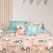 Picture of AKEMI Cotton Essentials Jovial Kids Fitted Sheet Set 600TC - Farmer's Club (Super Single/ Queen/ King)