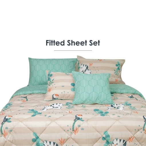 Picture of AKEMI Cotton Essentials Jovial Kids Fitted Sheet Set 600TC - Zebra Lines (Super Single/ Queen/ King)