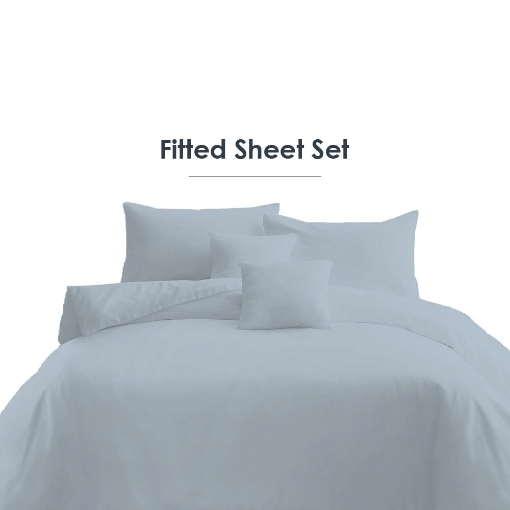 Picture of AKEMI Cotton Essentials Colour Home Divine Fitted Sheet Set 600TC - Jake Blue (Super Single/Queen)