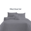 Picture of AKEMI Cotton Essentials Colour Home Divine Fitted Sheet Set 600TC - Slate Grey (Super Single/Queen)