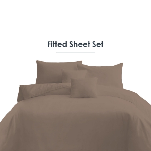 Picture of AKEMI Cotton Essentials Colour Home Divine Fitted Sheet Set 600TC - Cinnamon Brown (Super Single/Queen)