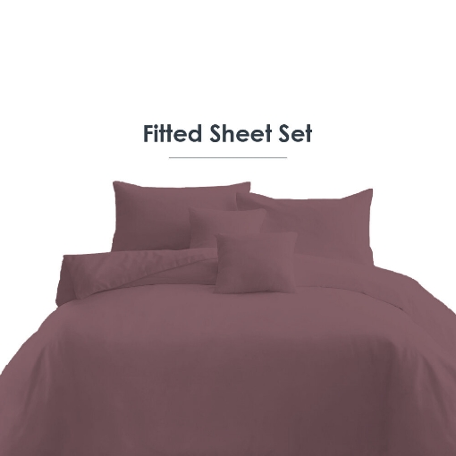 Picture of AKEMI Cotton Essentials Colour Home Divine Fitted Sheet Set 600TC - Terra Rose (Super Single/Queen)