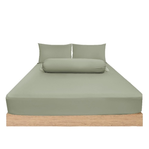 Picture of ai by AKEMI Colourtone Collection Fitted Sheet Set | 100% MicroXT 700TC - Foggy Green (Super Single/Queen/King)