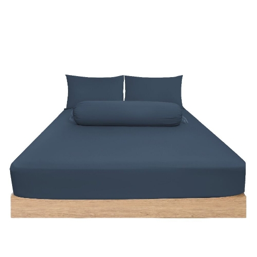 Picture of ai by AKEMI Colourtone Collection Fitted Sheet Set | 100% MicroXT 700TC - Midnight Blue (Super Single/Queen/King)