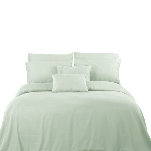 Picture of AKEMI Tencel Touch Clarity Quilt Cover Set 900TC - Kirra Neutral Mint (Super Single/ Queen/ King)