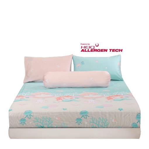 Picture of AKEMI Cotton Twill HeiQ Allergen Cheeky Cheeks Fitted Sheet Set 850TC - Under The Sea (Super Single/ Queen/ King)