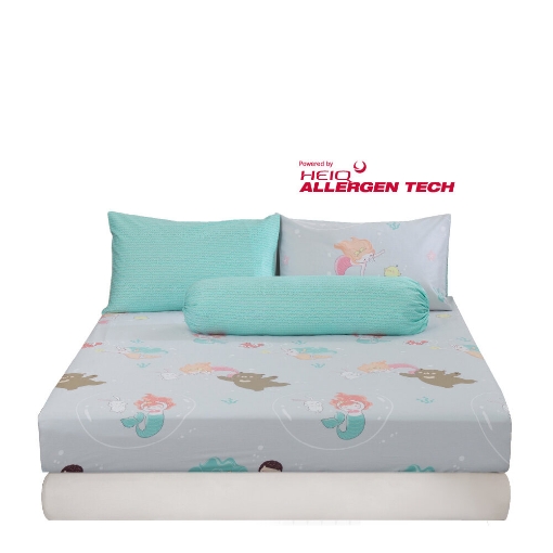 Picture of AKEMI Cotton Twill HeiQ Allergen Cheeky Cheeks Fitted Sheet Set 850TC - Mermaid Waltz (Super Single/ Queen/ King)