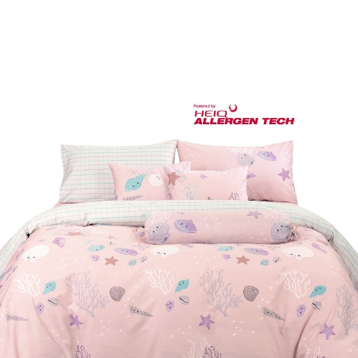 Picture of AKEMI Cotton Twill HeiQ Allergen Cheeky Cheeks Quilt Cover Set 850TC - Happy Shells (Super Single/ Queen/ King)