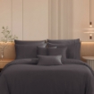 Picture of AKEMI TENCEL™ Lyocell Earnest Fitted Sheet Set 1200TC - Loreta Grey (Super Single/ Queen/ King)