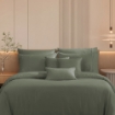 Picture of AKEMI TENCEL™ Lyocell Earnest Quilt Cover Set 1200TC - Loreta Mossie Green (Super Single/ Queen/ King)