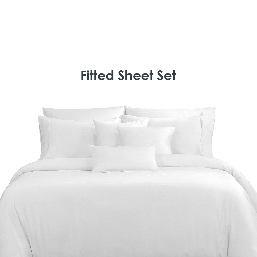 Picture of AKEMI TENCEL™ Lyocell Earnest Fitted Sheet Set 1200TC - Diedra White (Super Single/ Queen/ King)